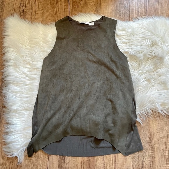 BISHOP + YOUNG Paulina Faux Suede Olive Tank Top - Picture 6 of 8